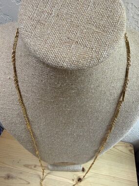 Monet Gold Tone Long Layered Chain Necklace